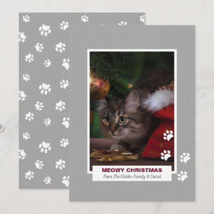 Cartes Pour Fêtes Annuelles Meowy Christmas Chat White Empreintes de pattes An