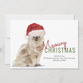 Cartes Pour Fêtes Annuelles Meowy Christmas Cute Cat Santa Hat Script moderne (Devant)