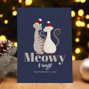 Cartes Pour Fêtes Annuelles Meowy et Bright Deux Chats de Noël