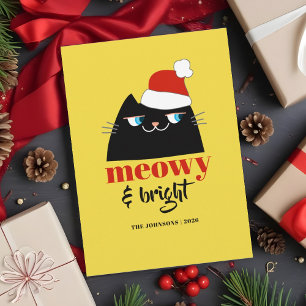 Cartes Pour Fêtes Annuelles Meowy et Bright Funny Cat Noël