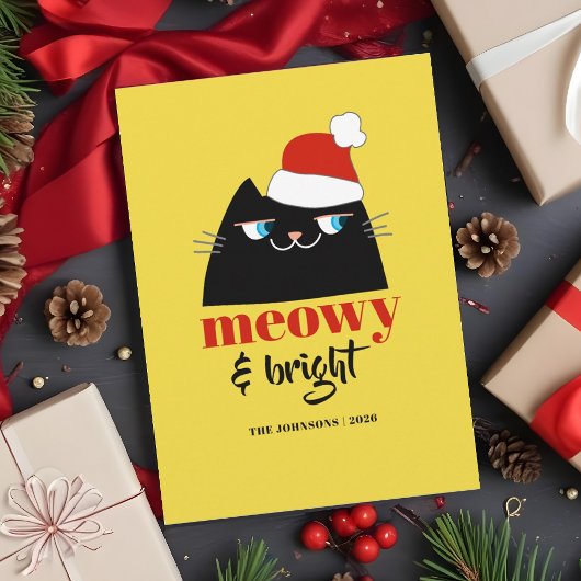 Cartes Pour Fêtes Annuelles Meowy et Bright Funny Chat Noël