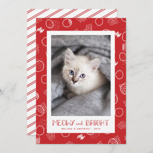 Cartes Pour Fêtes Annuelles Meowy et Bright Rouge Photo pour animaux