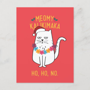 Cartes Pour Fêtes Annuelles Meowy Kalikimaka Funny Chat Santa Hat Noël