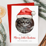 Cartes Pour Fêtes Annuelles Meowy Little Christmas Santa Hat Photo Chat<br><div class="desc">Ajoutez une touche festive à la photo de votre chat avec cette jolie carte de Noël au thème du chat ! La carte affiche la photo de votre chat affichée à l'intérieur d'un cadre circulaire avec un chapeau Santa aquarelle en haut. Pour donner l'impression que votre chat porte le chapeau...</div>