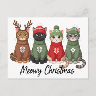 Cartes Pour Fêtes Annuelles Meowy Noël Chats Sweatshirt Moche Renne Noël