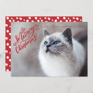 Cartes Pour Fêtes Annuelles Meowy Noël Rouge Main Lettering Chat photo complèt