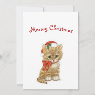 Cartes Pour Fêtes Annuelles Meowy Noël Vintage Retro Chat