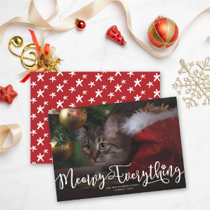 Cartes Pour Fêtes Annuelles Meowy Tout Élégant Script Chat Drôle Photo