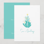 Cartes Pour Fêtes Annuelles Mer côtière et salutations Coral (Devant / Derrière)
