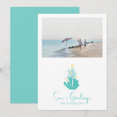 Cartes Pour Fêtes Annuelles Mer côtière et salutations Coral (Devant / Derrière)