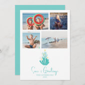 Cartes Pour Fêtes Annuelles Mer côtière et salutations Coral Tree (Devant / Derrière)