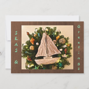 Cartes Pour Fêtes Annuelles Mer côtière tropicale et salutations Plage Noël