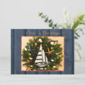 Cartes Pour Fêtes Annuelles Mer Côtière Tropicale 'n Salutations Noël (Debout devant)