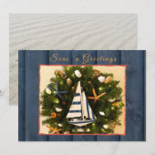 Cartes Pour Fêtes Annuelles Mer Côtière Tropicale 'n Salutations Noël (Devant / Derrière)