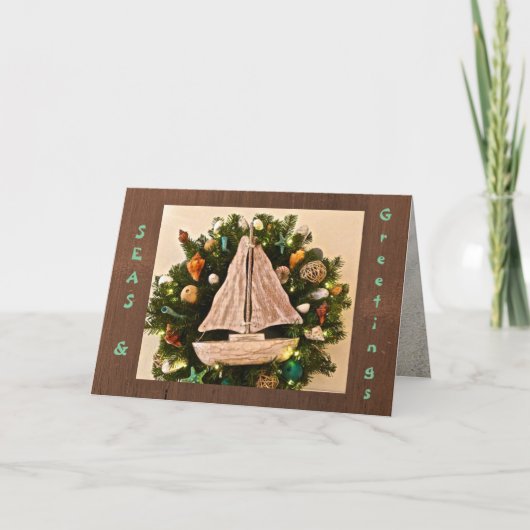 Cartes Pour Fêtes Annuelles Mer Côtière Tropicale & Salutations Plage Noël (Devant)