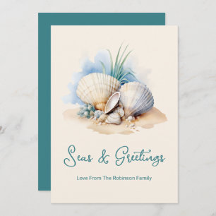 Cartes Pour Fêtes Annuelles Mer de Noël côtière et salutation