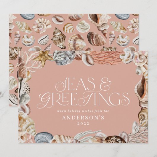 Cartes Pour Fêtes Annuelles Mer de Noël et salutations modernes Ho (Devant / Derrière)