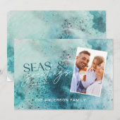 Cartes Pour Fêtes Annuelles Mer de Noël Turquoise & salutations moderne chic H (Devant / Derrière)