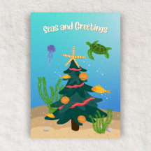 Mer et salutations amusantes Ocean Christmas Tree 