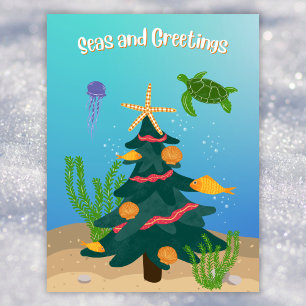 Cartes Pour Fêtes Annuelles Mer et salutations amusantes Ocean Christmas Tree