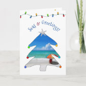 Cartes Pour Fêtes Annuelles Mer et salutations amusantes Plage de Noël (Devant)