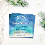 Cartes Pour Fêtes Annuelles Mer et salutations Nautique Ocean Beach Vacances<br><div class="desc">Envoyez des salutations de vacances à votre famille et à vos amis avec cette carte de vacances côtière élégante. Design est doté d'un design aqua et bleu aquarelle,  avec votre nom personnalisé et votre accueil personnalisé - montré avec "Joyeux Noël". Design©Rosalind Moore, </div>