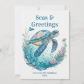 Cartes Pour Fêtes Annuelles Mer et salutations Noël côtier Aquarelle (Devant)