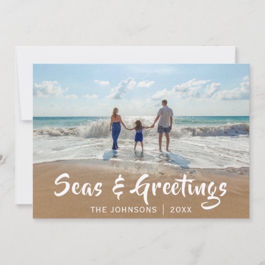 Cartes Pour Fêtes Annuelles Mer et salutations |Photo de plage (Devant)