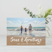 Cartes Pour Fêtes Annuelles Mer et salutations |Photo de plage (Debout devant)