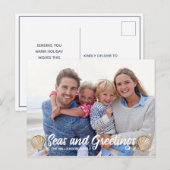 Cartes Pour Fêtes Annuelles Mer et salutations Plage Photo Noël (Devant / Derrière)