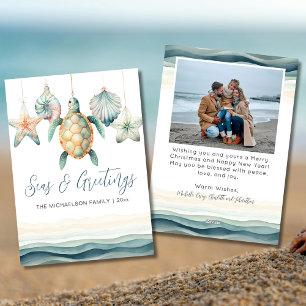 Cartes Pour Fêtes Annuelles Mer et voeux Photo Ornement de Noël