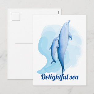 Cartes Pour Fêtes Annuelles Mer Extraordinaire avec dauphins
