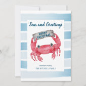 Cartes Pour Fêtes Annuelles Mer nautique et salutations Crabe mignon Noël (Devant)