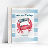 Cartes Pour Fêtes Annuelles Mer nautique et salutations Crabe mignon Noël