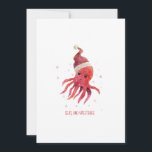 Cartes Pour Fêtes Annuelles Mer octopique mignonne et salutations Santa Hat<br><div class="desc">Quel design enchanteur pour les amoureux de l'océan. Une pieuvre de Noël festive créée en aquarelle, avec un chapeau de Père Noël mignon perché sur sa tête. Adorable. Le message d'avant lit Seas et Greutages dans une police tendance, mais cela peut être facilement changé. Une pieuvre miniature mignonne se trouve...</div>