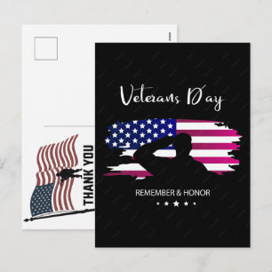 Cartes Pour Fêtes Annuelles Merci aux vétérans Drapeau américain Jour du souve