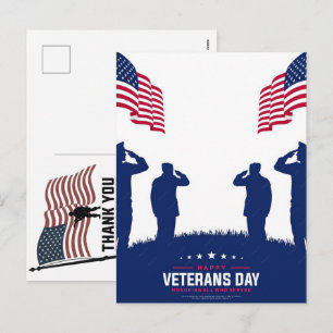 Cartes Pour Fêtes Annuelles Merci aux vétérans Drapeau américain Jour du souve