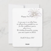 Cartes Pour Fêtes Annuelles Merci d'affaires du nouvel an (Dos)