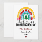 Cartes Pour Fêtes Annuelles Merci de m'avoir aidé à grandir, reconnaissance po (Devant / Derrière)