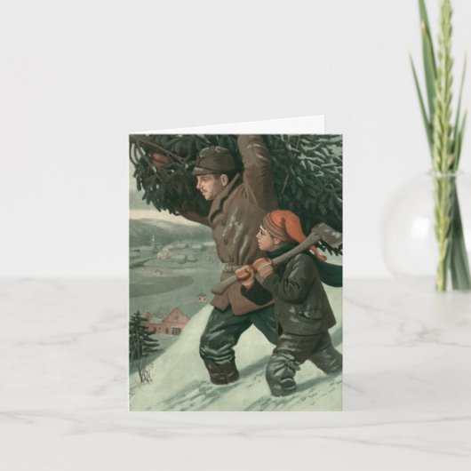 Cartes Pour Fêtes Annuelles Merci de Noël vintage (Devant)