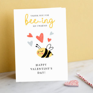 Cartes Pour Fêtes Annuelles Merci d'être mon ami Bee Pun Enfants Saint-Valenti