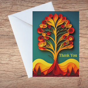 Cartes Pour Fêtes Annuelles Merci d'illustration de l'automne de l'arbre orang