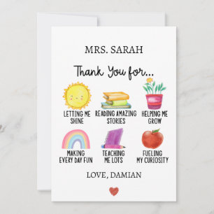 Cartes Pour Fêtes Annuelles Merci Enseignant Appréciation Don d'étudiants