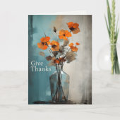 Cartes Pour Fêtes Annuelles Merci. | Fleur moderne et Vase Thanksgiving (Devant)