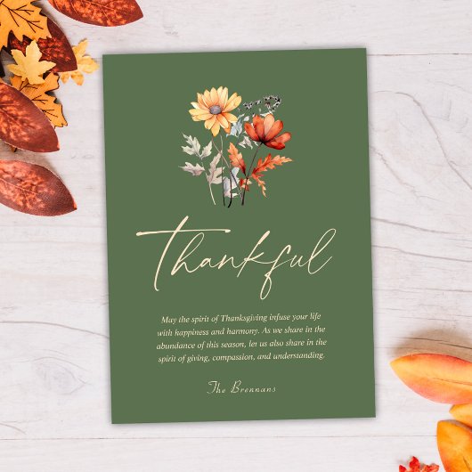 Cartes Pour Fêtes Annuelles Merci Fleur sauvage moderne Rustique Thanksgiving