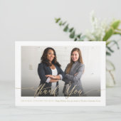 Cartes Pour Fêtes Annuelles Merci Gold Script photo élégant (Debout devant)