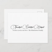 Cartes Pour Fêtes Annuelles Merci Grateful Blessé script Thanksgiving (Devant / Derrière)