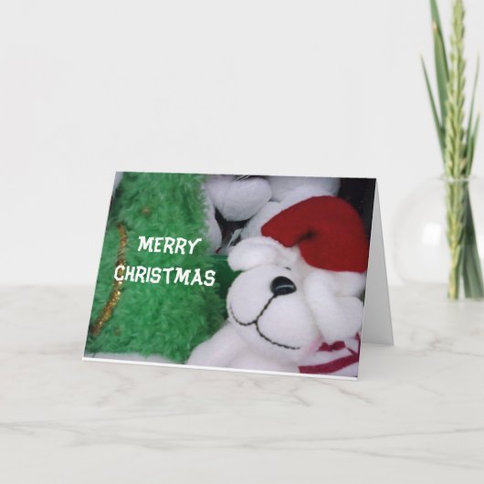 CARTES POUR FÊTES ANNUELLES **MERCI NOËL** DE CHIEN DE NOËL STUFFÉ (Devant)