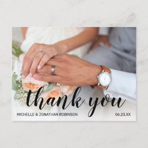 Cartes Pour Fêtes Annuelles Merci photo de mariage élégant