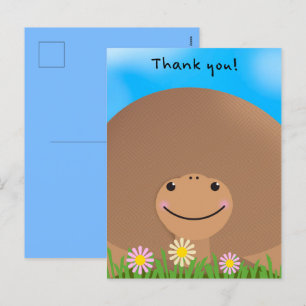 Cartes Pour Fêtes Annuelles Merci Pour N'Importe Qui Tortue Mignonne Avec Fleu